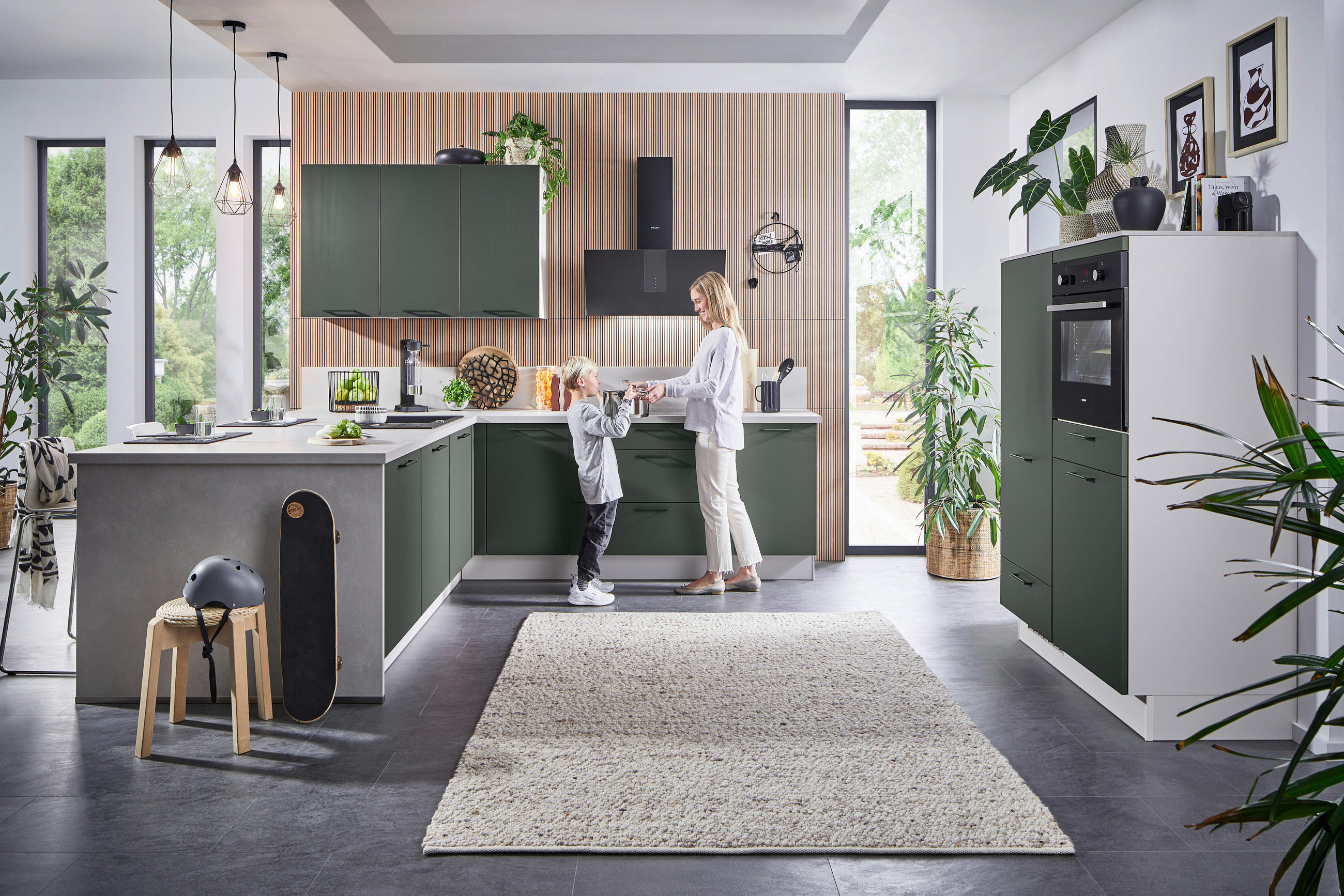 EINBAUKÜCHE 945  - Grün, Design, Holzwerkstoff - Celina