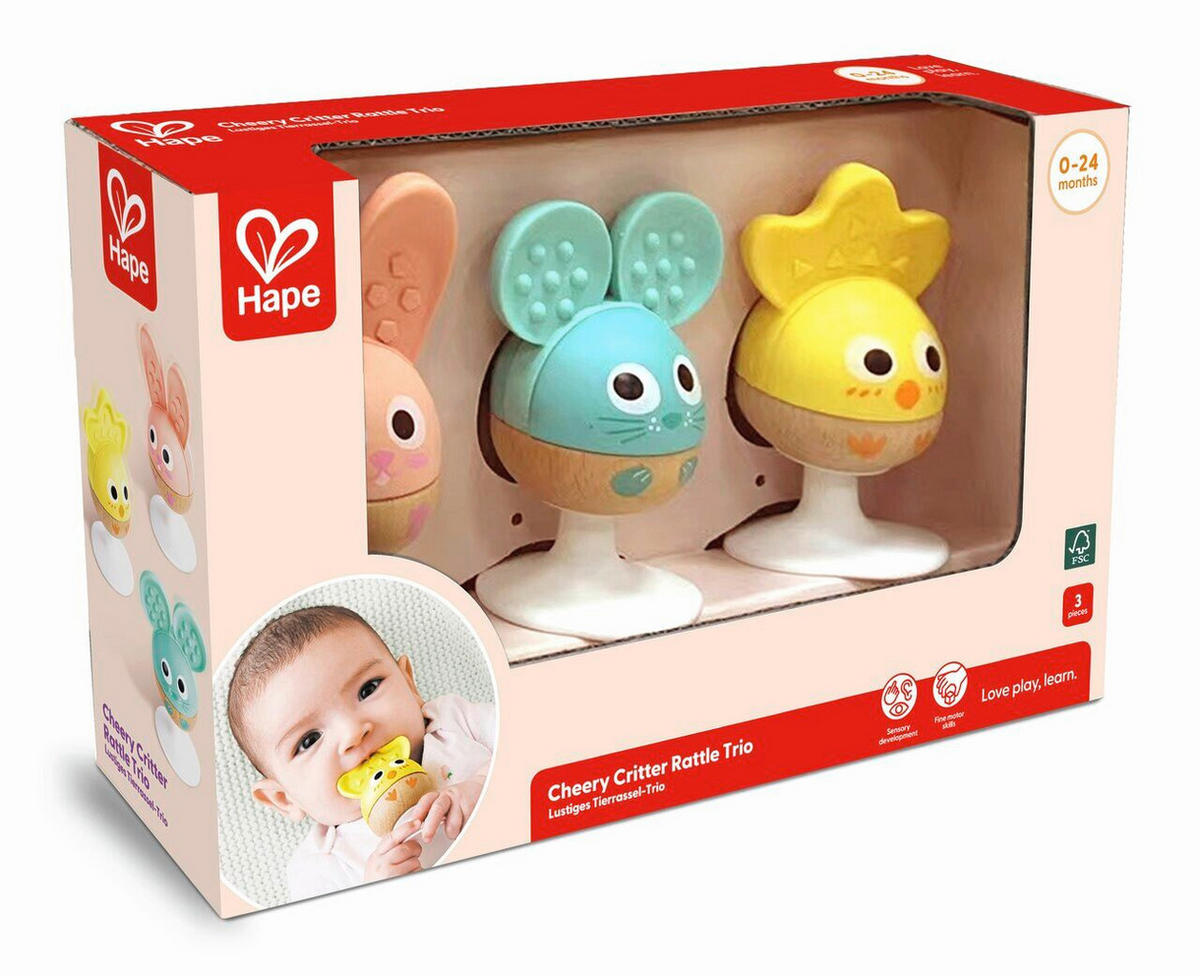 RASSEL Hape Baby Spielzeug  - Pink/Gelb, Basics, Holz/Kunststoff (0,16kg) - Hape