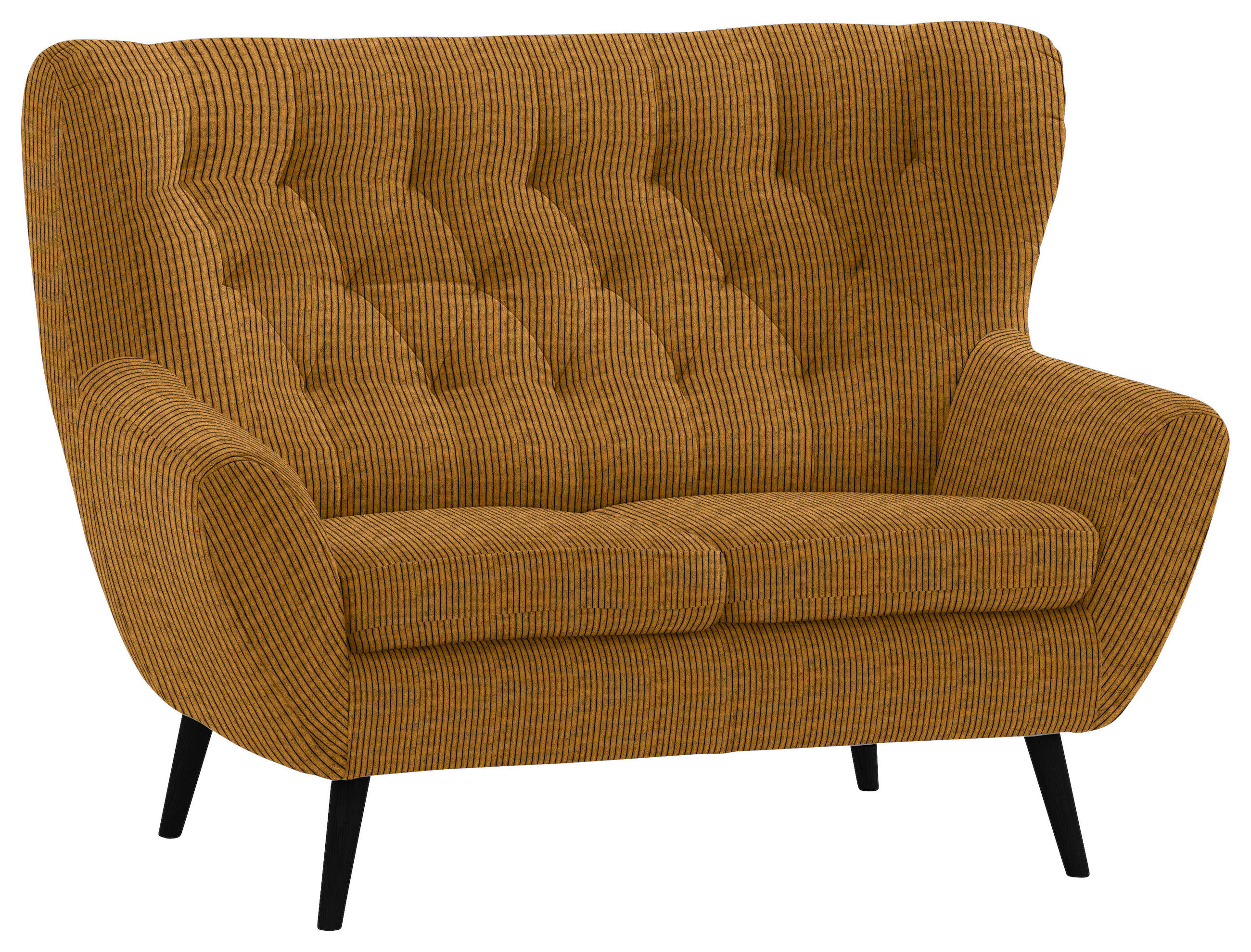 2-SITZER-SOFA Skagen in Cord Currygelb  - Currygelb/Schwarz, Design, Holz/Textil (137/101/95cm) - Stylife