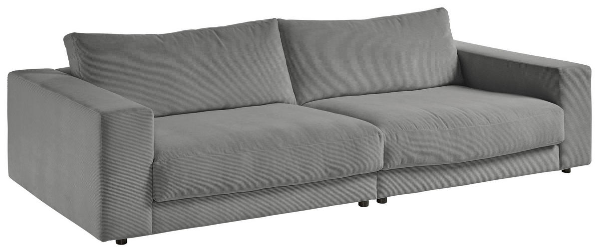 3-SITZER-SOFA in Feincord Grau  - Schwarz/Grau, Design, Kunststoff/Textil (290/86/127cm) - Lomoco