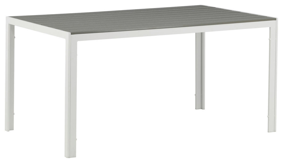 GARTENTISCH 150/90/75 cm Metall, Holz rechteckig  - Weiß/Grau, KONVENTIONELL, Holz/Metall (150/90/75cm) - Gardenson