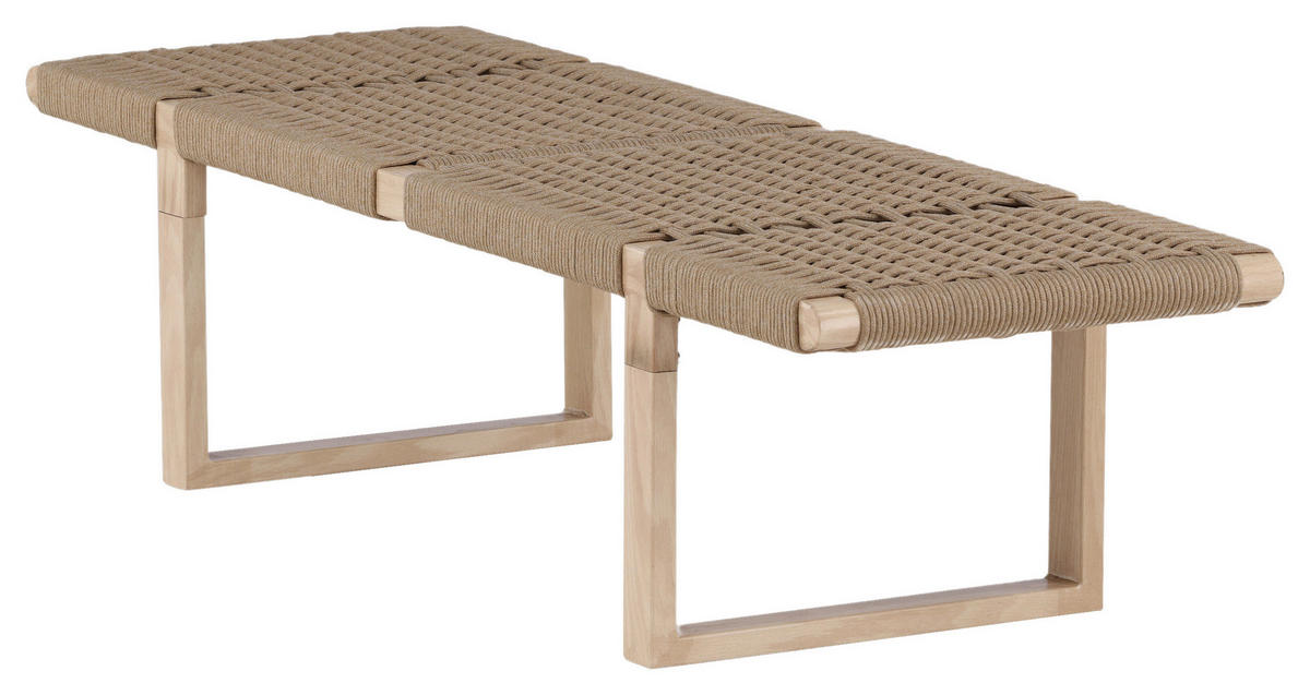 SITZBANK 140/36/46 cm Hellbraun Rattan  - Hellbraun, Design, Holz/Metall (140/36/46cm) - Livetastic