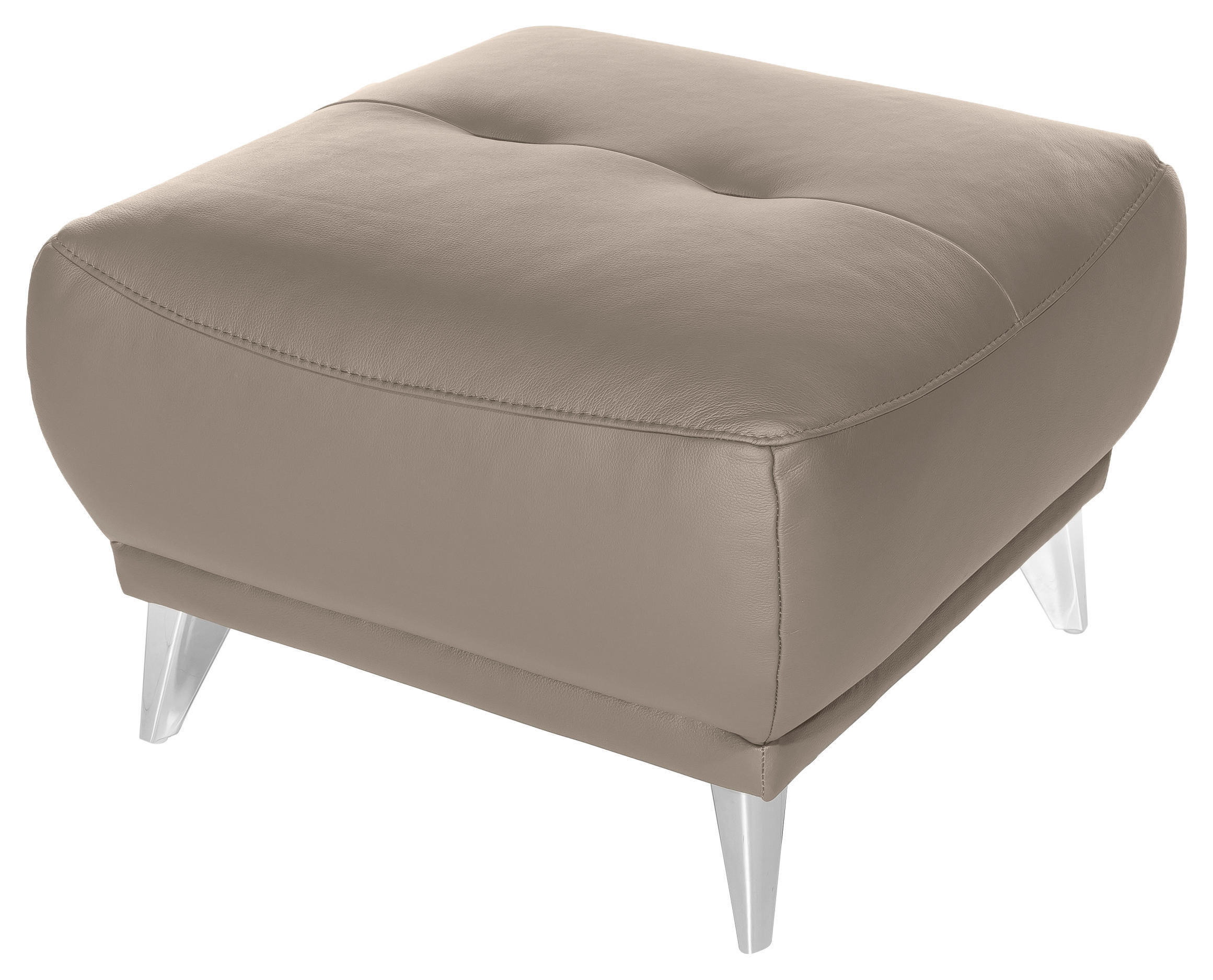 HOCKER Lederlook Sandfarben  - Sandfarben/Chromfarben, MODERN, Textil/Metall (65/46/65cm) - MID.YOU