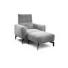 Sessel inkl. Hocker Samt    - Hellgrau/Schwarz, Design, Textil/Metall (110/85/86-94cm) - SENSOO