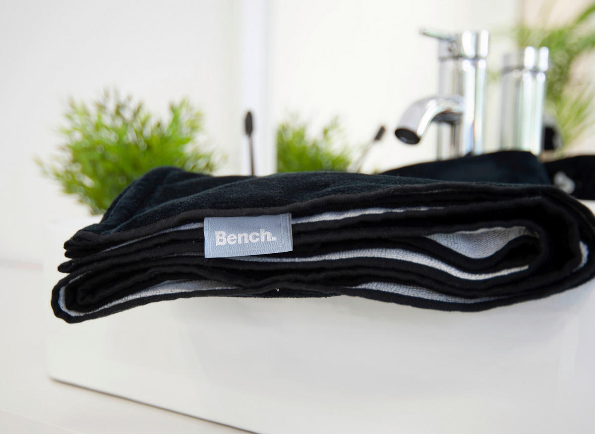 STRANDTUCH Schwarz, Weiß 80/180 cm  - Schwarz/Weiß, KONVENTIONELL, Textil (80/180cm) - Bench