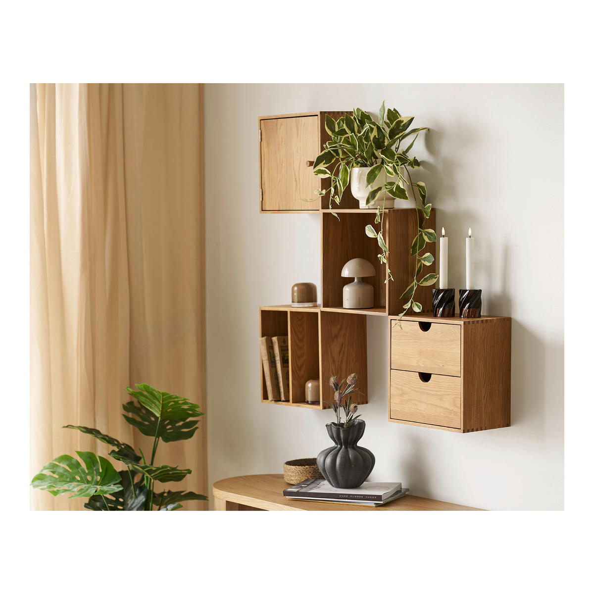 WANDREGAL  - Eichefarben, Basics, Holz (30/30/18cm)