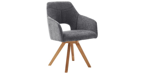 ARMLEHNSTUHL in Holz, Textil Grau, Wildeiche - Wildeiche/Grau, Design, Holz/Textil (57/84/57cm) - Voleo