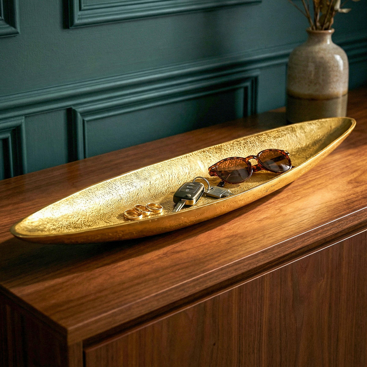 Bol Decorativ - auriu, Design, metal (60/10/7cm) - Livetastic