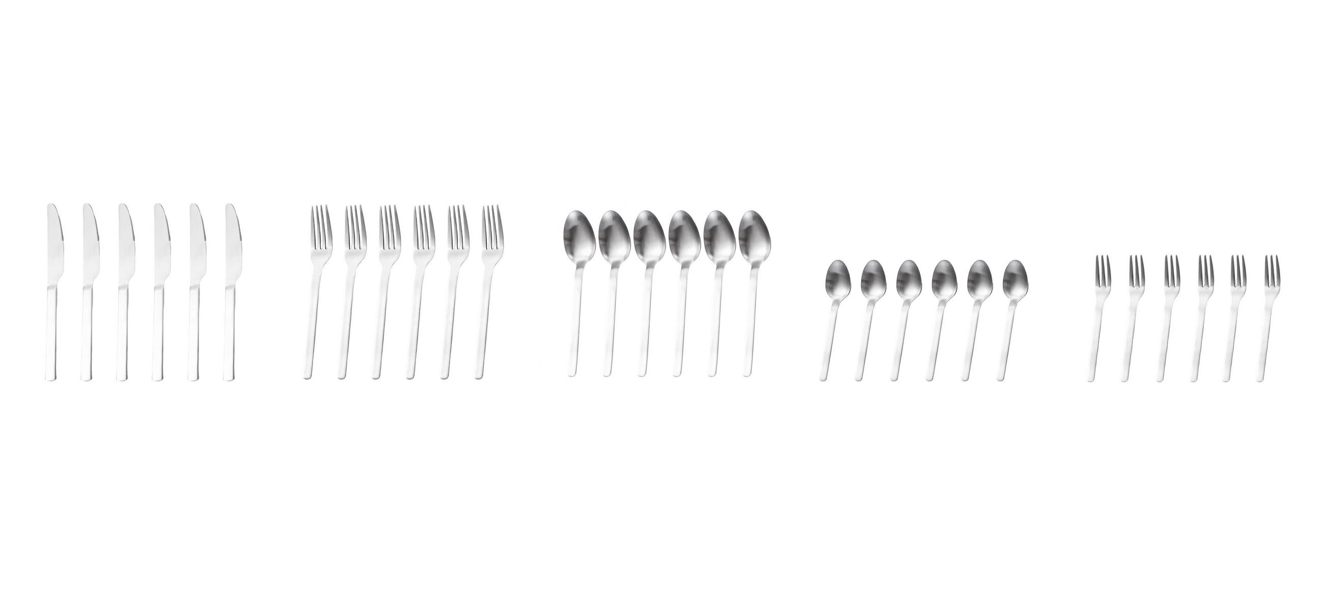 BESTECKSET Angelini 30-teilig Edelstahl  - Silberfarben, Basics, Metall (1,44kg) - Echtwerk