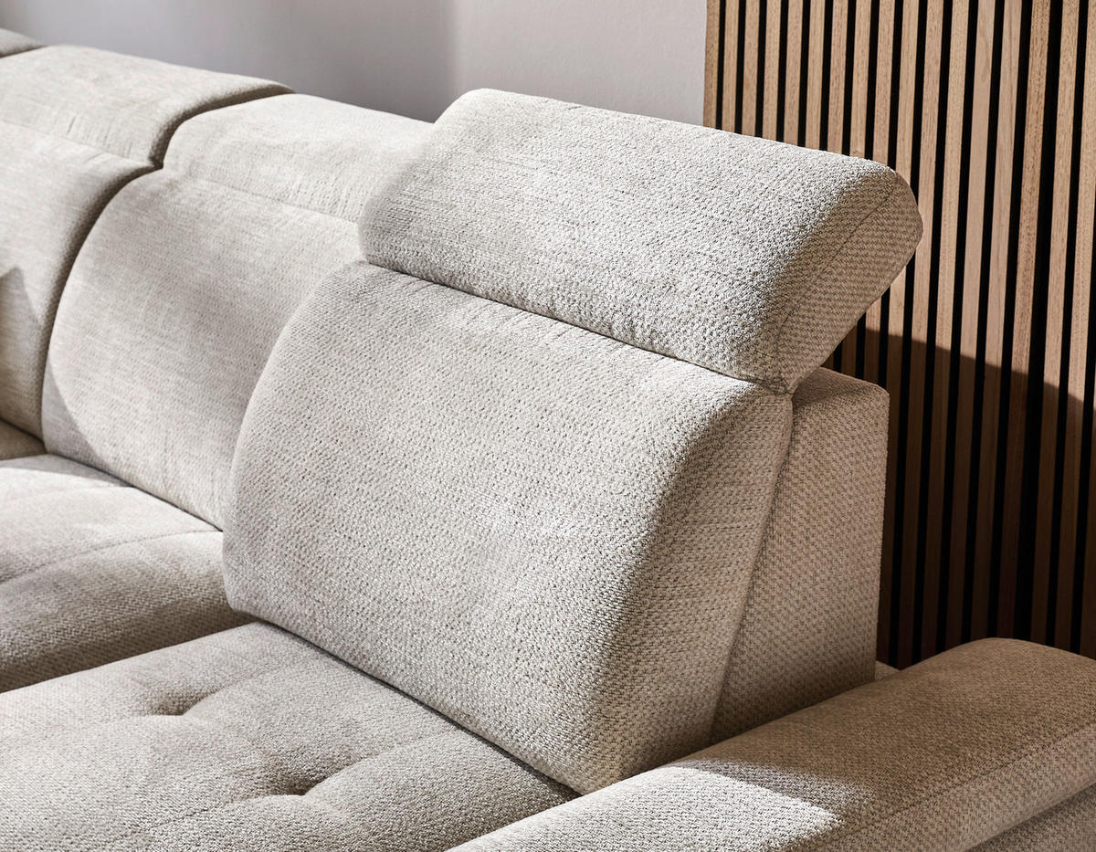 WOHNLANDSCHAFT in Struktur Beige  - Beige/Schwarz, Design, Textil/Metall (270/364/190cm) - Stylife