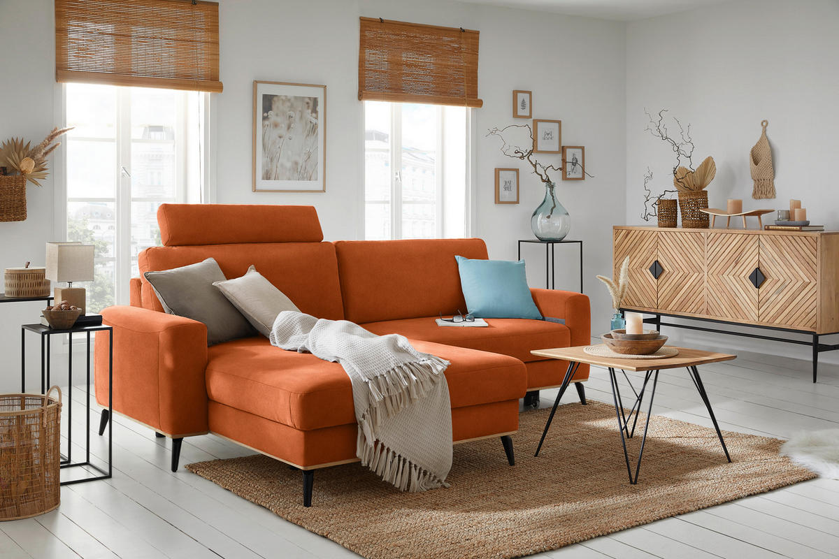 KOPFSTÜTZE Lederlook, Mikrofaser  - Orange, Konventionell, Textil (84/21/21cm) - MID.YOU