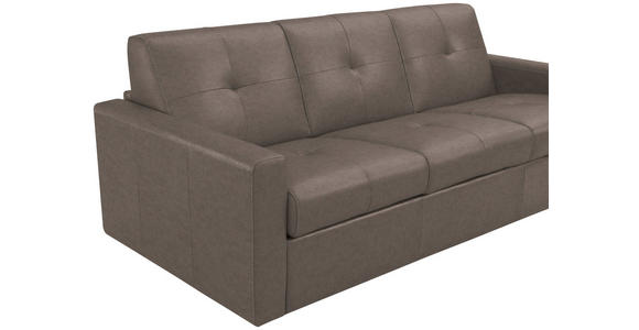 SCHLAFSOFA Bard in Echtleder Taupe  - Taupe/Schwarz, KONVENTIONELL, Leder/Kunststoff (206/81/96cm) - Novel