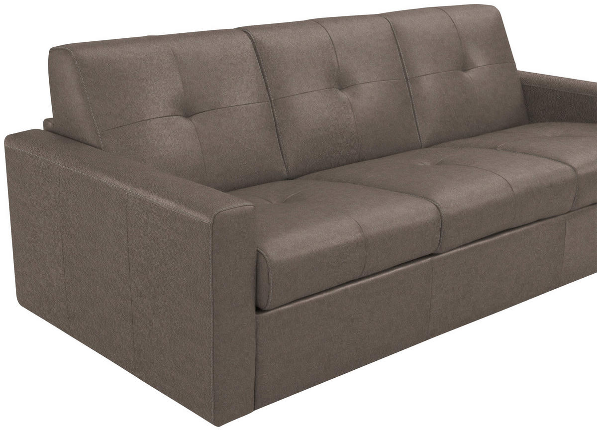 SCHLAFSOFA Bard in Echtleder Taupe  - Taupe/Schwarz, KONVENTIONELL, Leder/Kunststoff (206/81/96cm) - Novel
