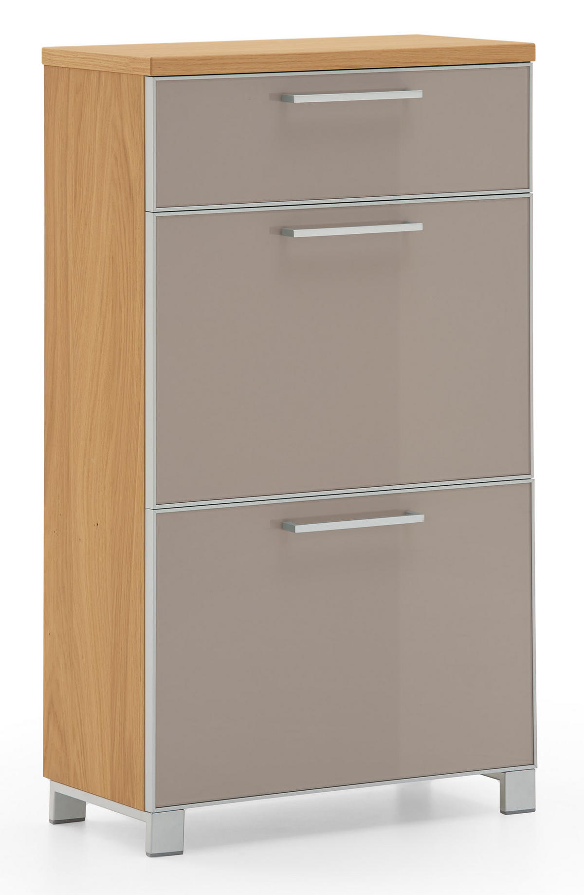 GARDEROBE 5-teilig  in 155/195/40 cm  - Taupe/Eichefarben, Design, Glas/Holz (155/195/40cm)