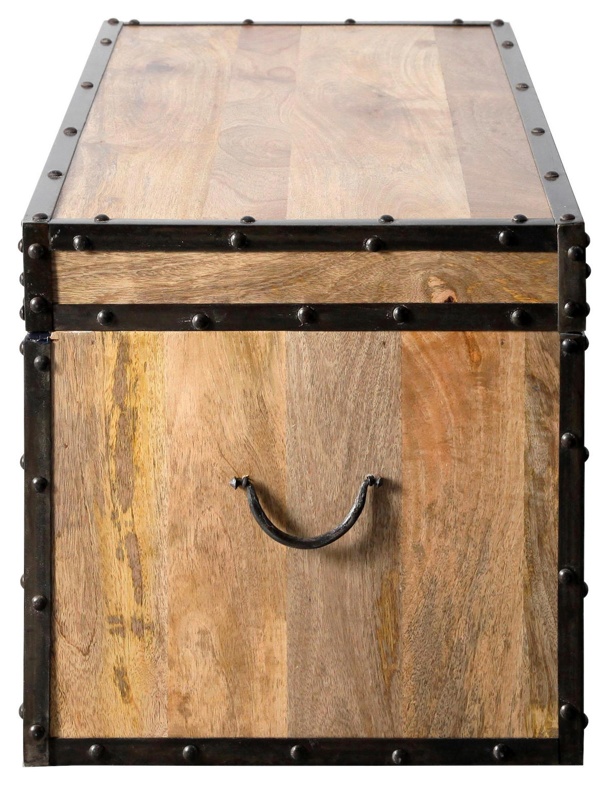 TRUHE Holz, Metall Mangoholz Hartholz  - Schwarz/Naturfarben, Natur, Holz/Metall (80/40/40cm) - Landscape