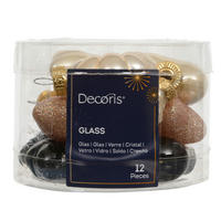 CHRISTBAUMKUGEL-SET  - Schwarz, Basics, Glas (2/4/4cm)