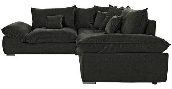 ECKSOFA in Velours Dunkelgrün  - Chromfarben/Dunkelgrün, KONVENTIONELL, Kunststoff/Textil (247/247cm) - Carryhome