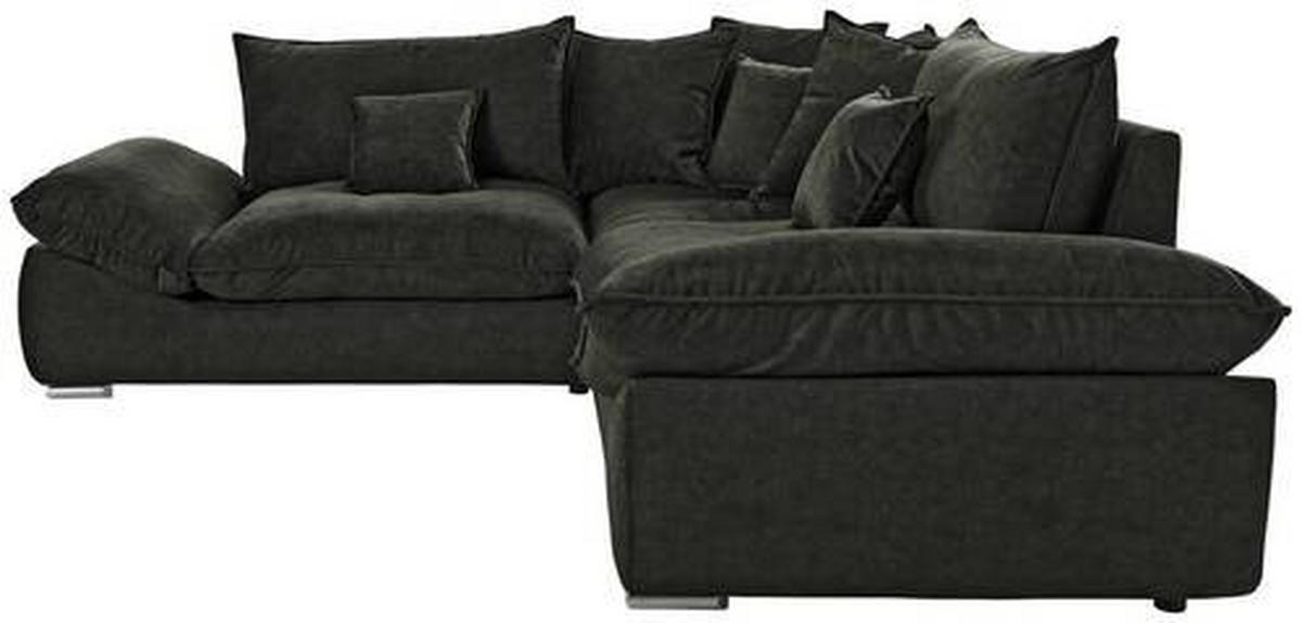 ECKSOFA in Velours Dunkelgrün  - Chromfarben/Dunkelgrün, Konventionell, Kunststoff/Textil (247/247cm) - Carryhome