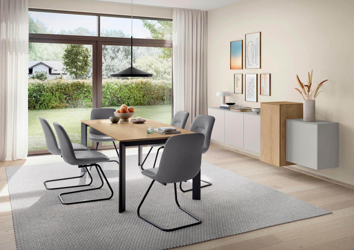 ESSTISCH in Metall, Holzwerkstoff 200/95/76 cm  - Eichefarben, Basics, Holzwerkstoff/Metall (200/95/76cm) - Celina Home