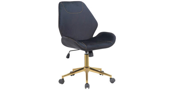 DREHSTUHL Samt Schwarz, Goldfarben  - Goldfarben/Schwarz, Design, Kunststoff/Textil (58/89/63,5cm) - Hom`in