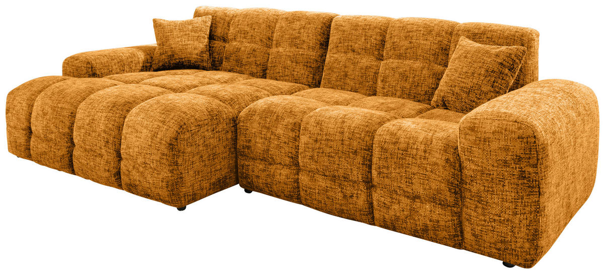 ECKSOFA in Struktur Goldfarben  - Goldfarben/Schwarz, Modern, Kunststoff/Textil (152/301cm) - Livetastic
