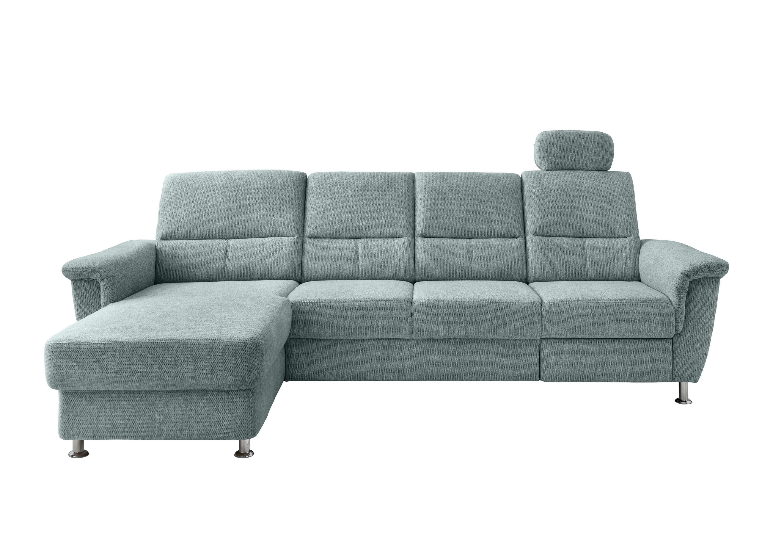 ECKSOFA Blau Chenille  - Chromfarben/Blau, KONVENTIONELL, Textil/Metall (165/292cm) - Livetastic