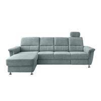 ECKSOFA Blau Chenille  - Chromfarben/Blau, KONVENTIONELL, Textil/Metall (165/292cm) - Livetastic