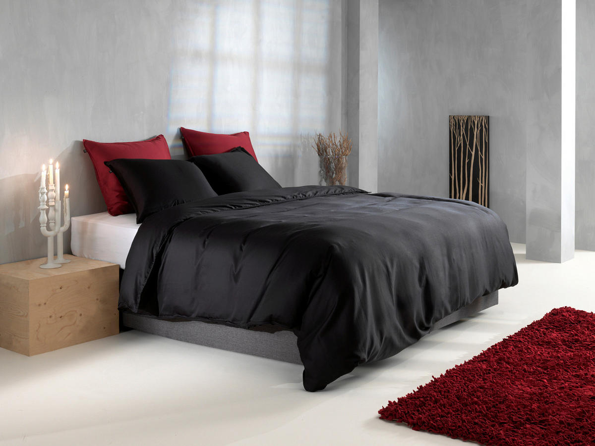 BETTWÄSCHE Satinado Makosatin 155/220 cm  - Schwarz, Basics, Textil (155/220cm)