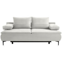 BOXSPRINGSOFA in Flachgewebe Weiss  - Weiss/Schwarz, Konventionell, Textil/Metall (204/93/100cm) - Livetastic