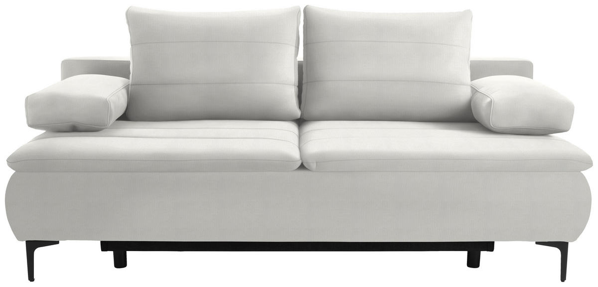 BOXSPRINGSOFA in Flachgewebe Weiss  - Weiss/Schwarz, Konventionell, Textil/Metall (204/93/100cm) - Livetastic