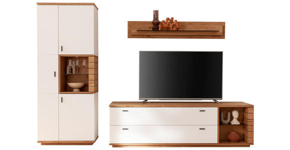 WOHNWAND  in Weiß, Wildeiche  305/202/50 cm  - Wildeiche/Anthrazit, Design, Glas/Holz (305/202/50cm) - Novel