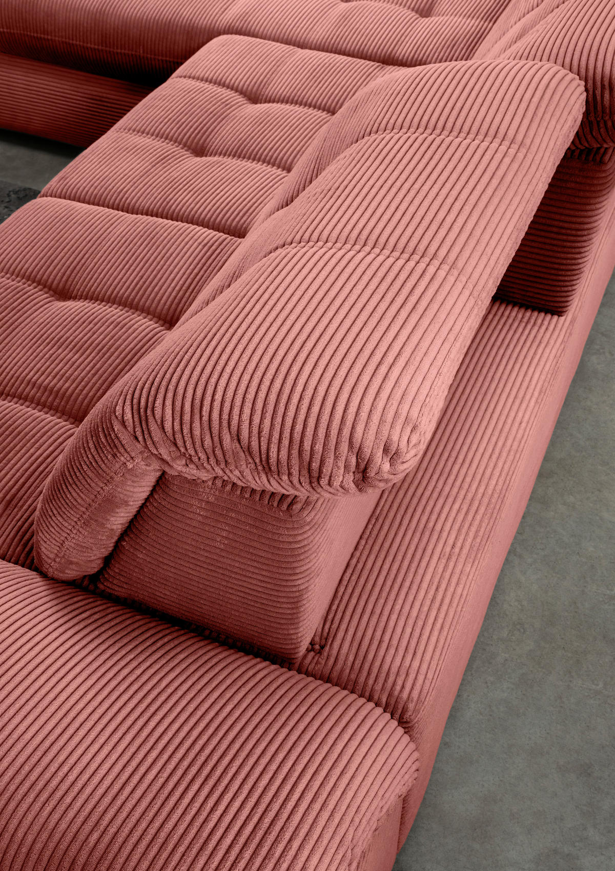 ECKSCHLAFSOFA in Cord Koralle  - Koralle/Schwarz, Modern, Textil/Metall (189/273cm) - Livetastic