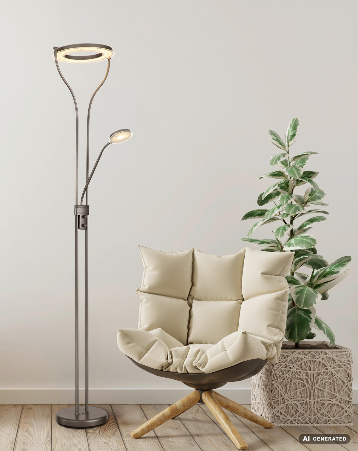LED-STEHLEUCHTE Ebro 35/30/194 cm  - Klar/Schwarz, Design, Glas/Kunststoff (35/30/194cm) - Globo
