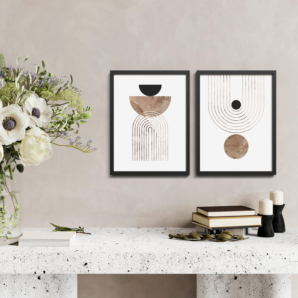 BILDERSET - Beige/Schwarz, Basics, Holz/Papier (30/40/2.5cm)