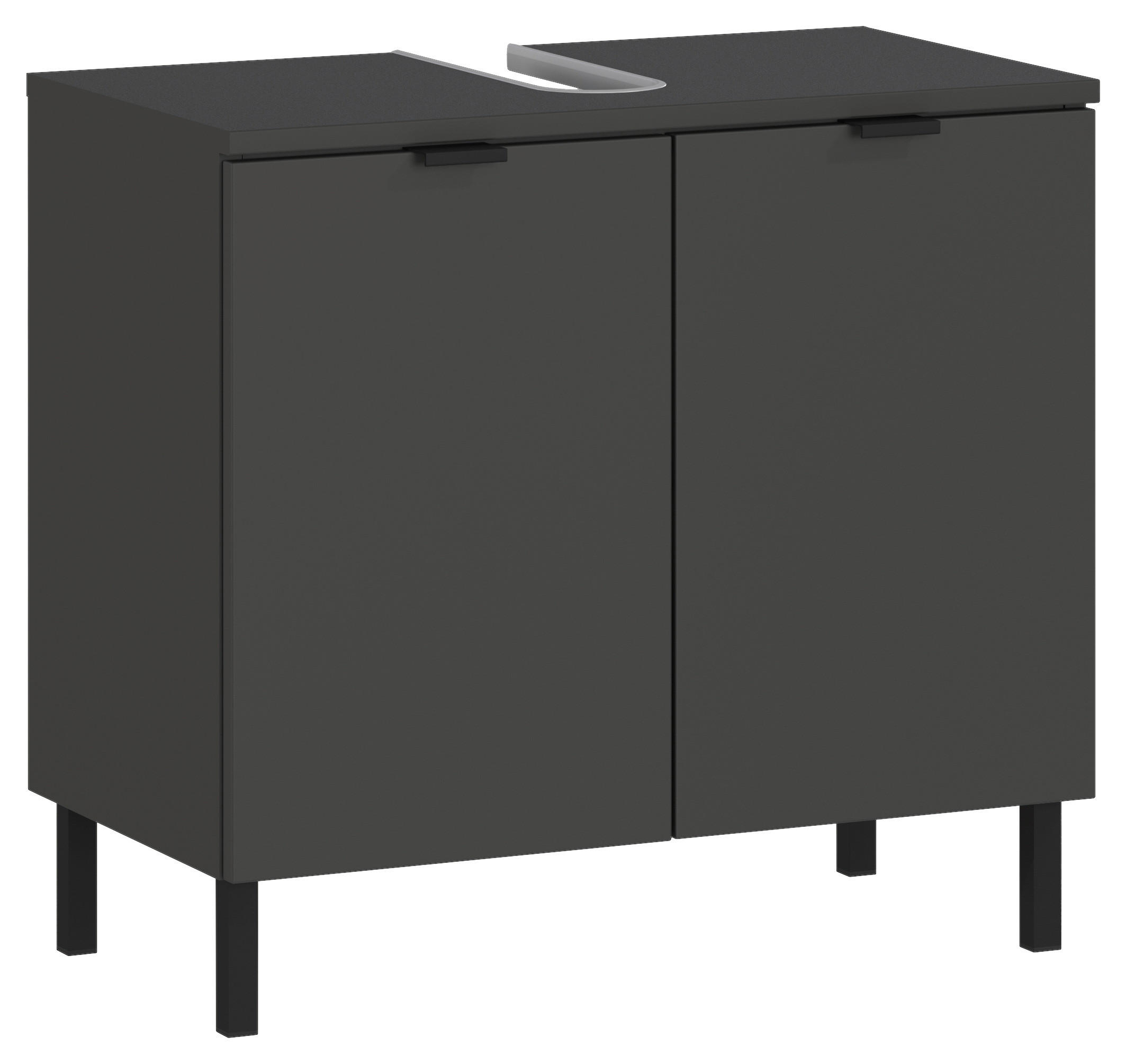 WASCHBECKENUNTERSCHRANK 60/56/34 cm  - Graphitfarben/Schwarz, MODERN, Holzwerkstoff/Metall (60/56/34cm) - Germania