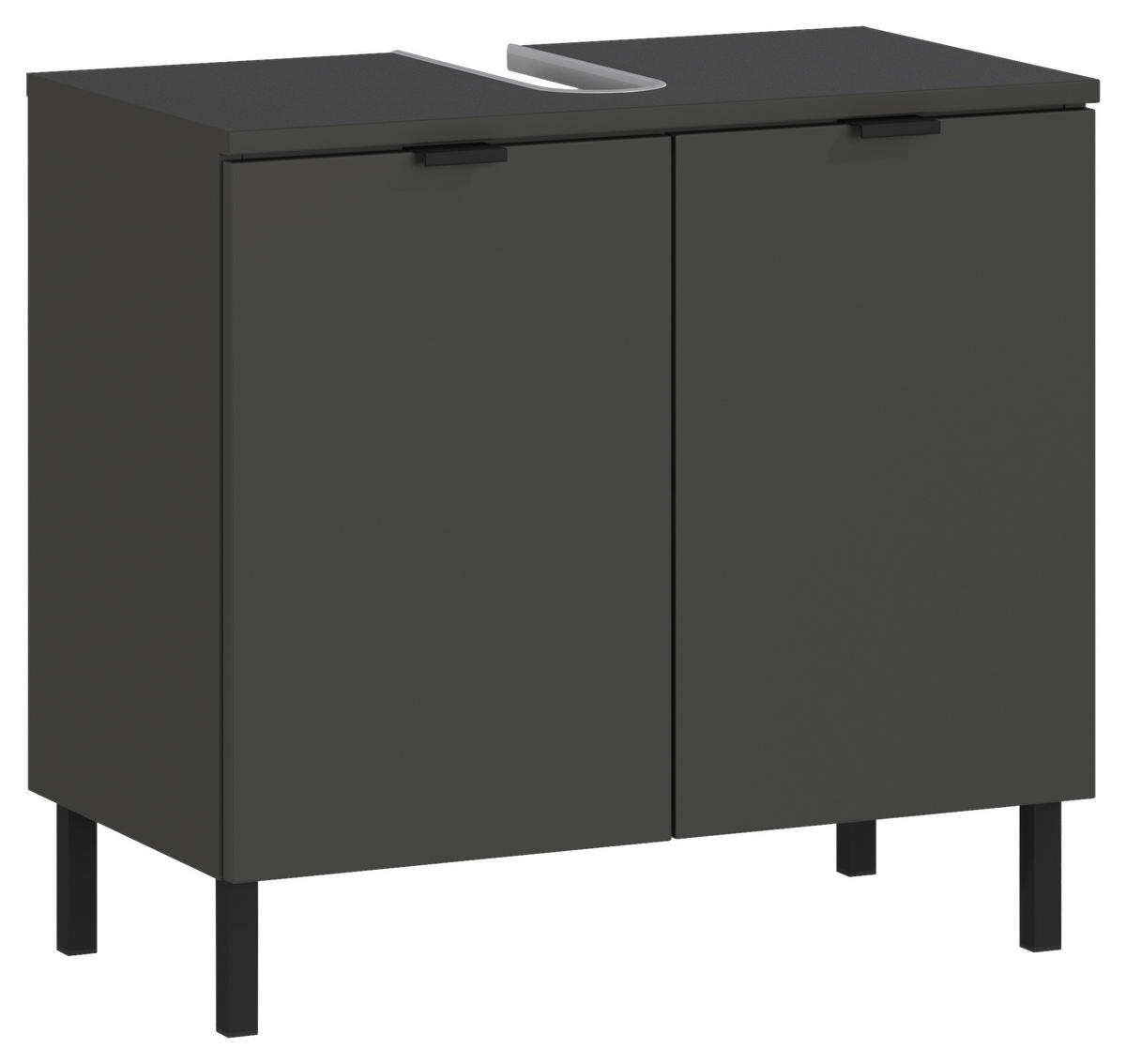 WASCHBECKENUNTERSCHRANK 60/56/34 cm  - Graphitfarben/Schwarz, MODERN, Holzwerkstoff/Metall (60/56/34cm) - Germania