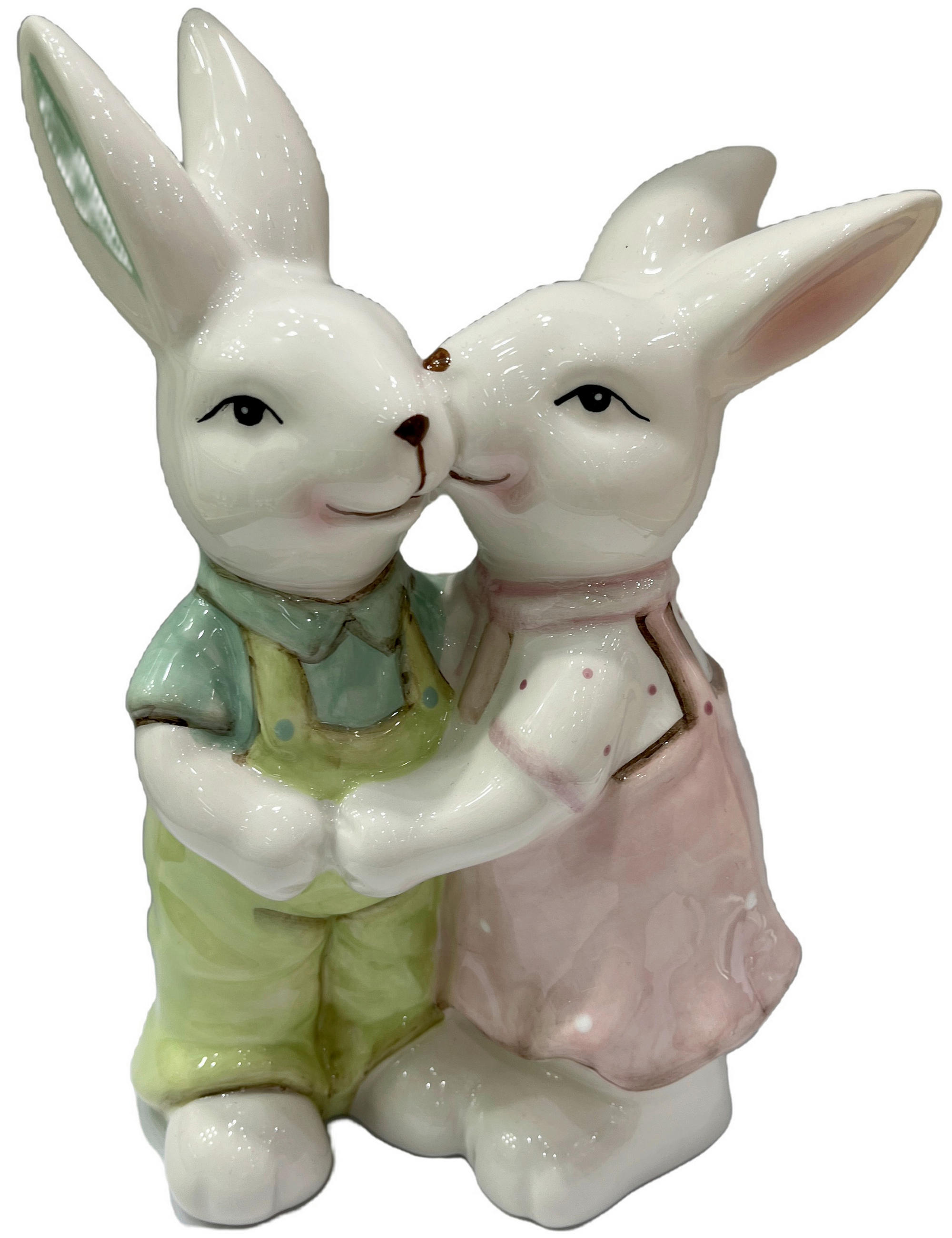 DEKORAČNÝ ZAJAC - pink/zelená, Lifestyle, keramika (14/19/9cm)