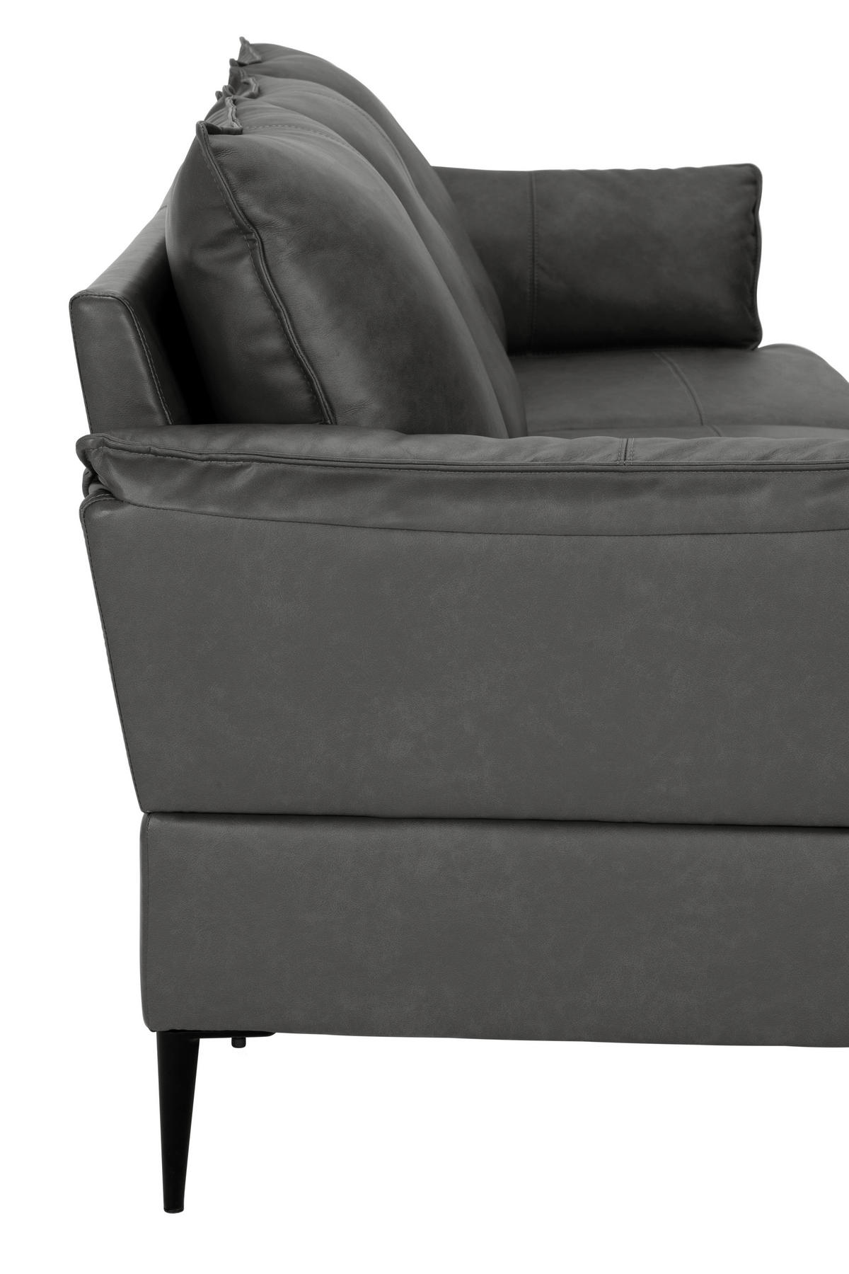 ROHOVÁ SEDAČKA, kůže, šedá - šedá/černá, Design, kov/textil (153/233cm) - Livetastic