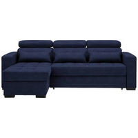 SAROKKANAPÉ textil sötétkék  - sötétkék/fekete, Design, műanyag/textil (179/240cm) - Carryhome