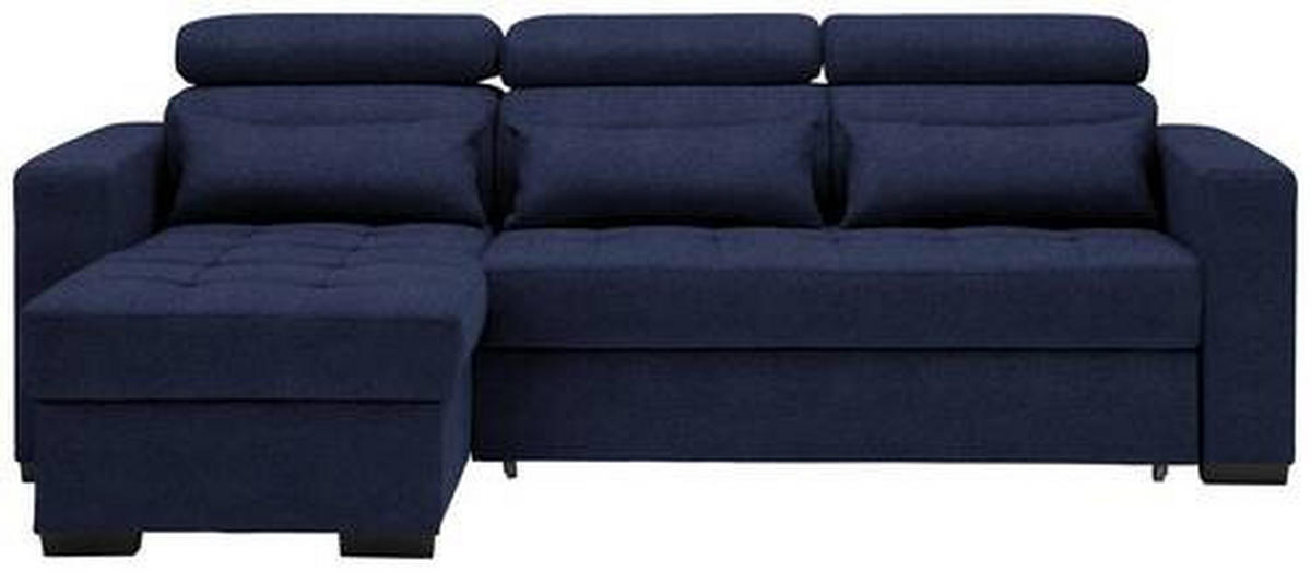 SAROKKANAPÉ textil sötétkék  - sötétkék/fekete, Design, műanyag/textil (179/240cm) - Carryhome