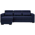 ECKSOFA in Webstoff Dunkelblau  - Schwarz/Dunkelblau, Design, Kunststoff/Textil (179/240cm) - Carryhome