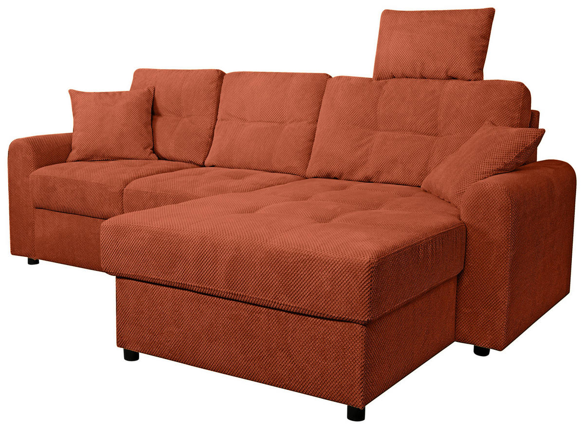 ECKSOFA Rostfarben Chenille  - Rostfarben/Schwarz, KONVENTIONELL, Kunststoff/Textil (232/153cm) - Carryhome