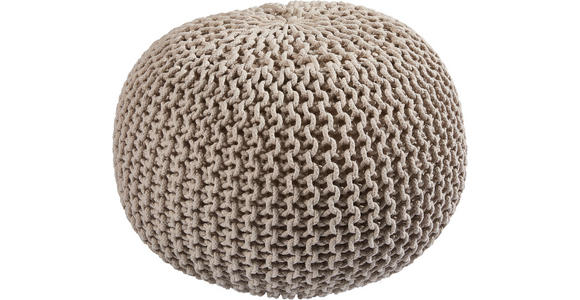 POUF Textilgeflecht Uni Grau 55/55/35 cm  - Taupe/Grau, Trend, Textil (55/55/35cm) - Linea Natura
