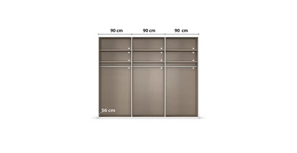 SCHWEBETÜRENSCHRANK  in Weiß  - Alufarben/Weiß, Basics, Holzwerkstoff/Metall (271/223/68cm) - Novel