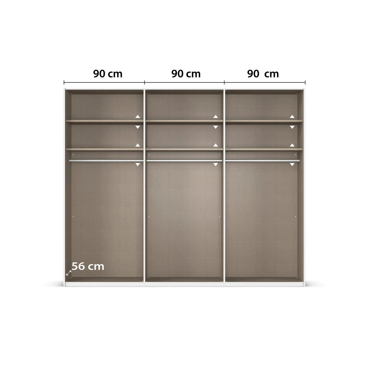 SCHWEBETÜRENSCHRANK 271/236/68 cm 3-türig Weiß  - Alufarben/Weiß, Basics, Glas/Holzwerkstoff (271/236/68cm) - Novel