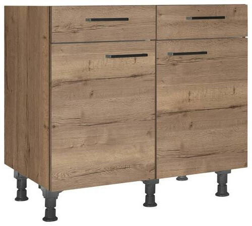 SCHUBKASTENUNTERSCHRANK 90/87/56 cm  in Eiche dunkel  - Eiche dunkel/Schwarz, MODERN, Holzwerkstoff/Metall (90/87/56cm) - Nobilia