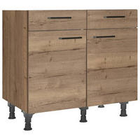 SCHUBKASTENUNTERSCHRANK 90/87/56 cm  in Eiche dunkel  - Eiche dunkel/Schwarz, MODERN, Holzwerkstoff/Metall (90/87/56cm) - Nobilia