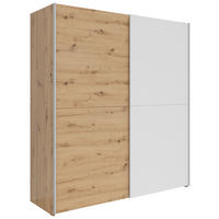 SCHWEBETÜRENSCHRANK 170/191/59 cm 2-türig Weiß, Eichefarben, Eiche Artisan  - Eichefarben/Silberfarben, Basics, Holzwerkstoff/Kunststoff (170/191/59cm) - Boxxx