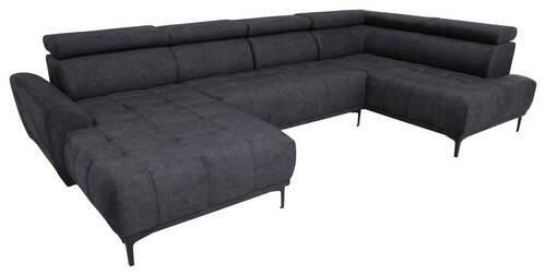 WOHNLANDSCHAFT in Velours Dunkelbraun  - Dunkelbraun/Schwarz, Design, Textil/Metall (172/340/191cm) - Stylife