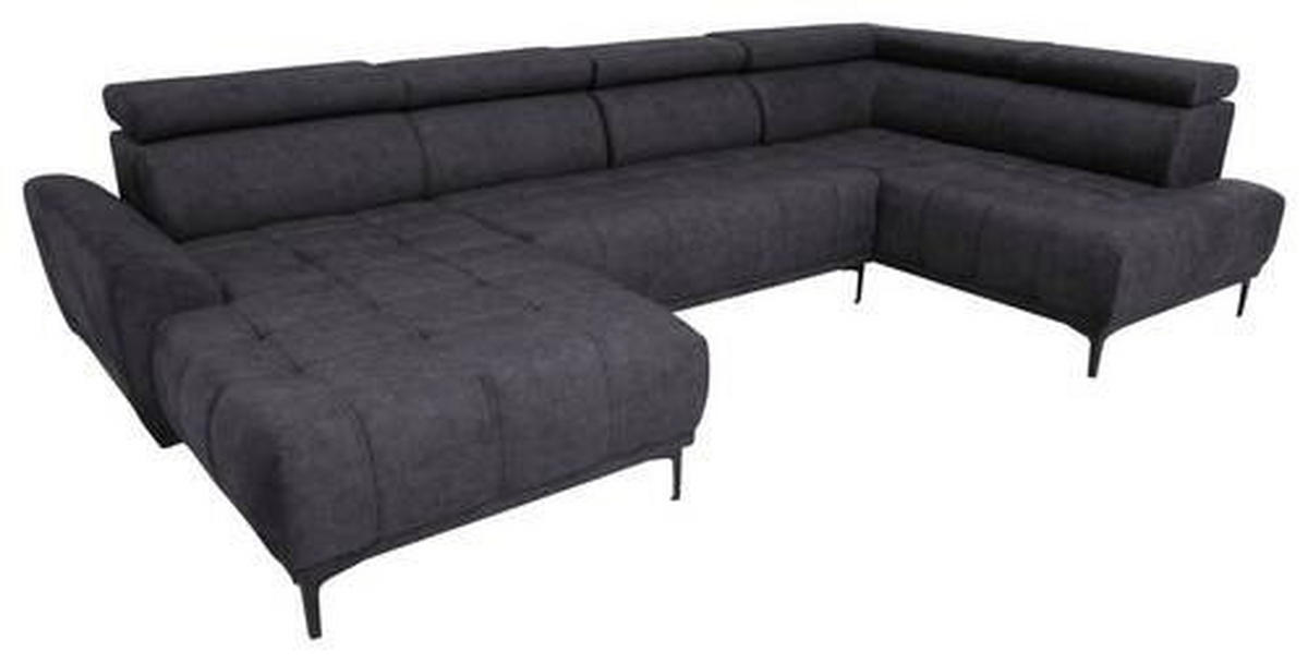 WOHNLANDSCHAFT in Velours Dunkelbraun  - Dunkelbraun/Schwarz, Design, Textil/Metall (172/340/191cm) - Stylife